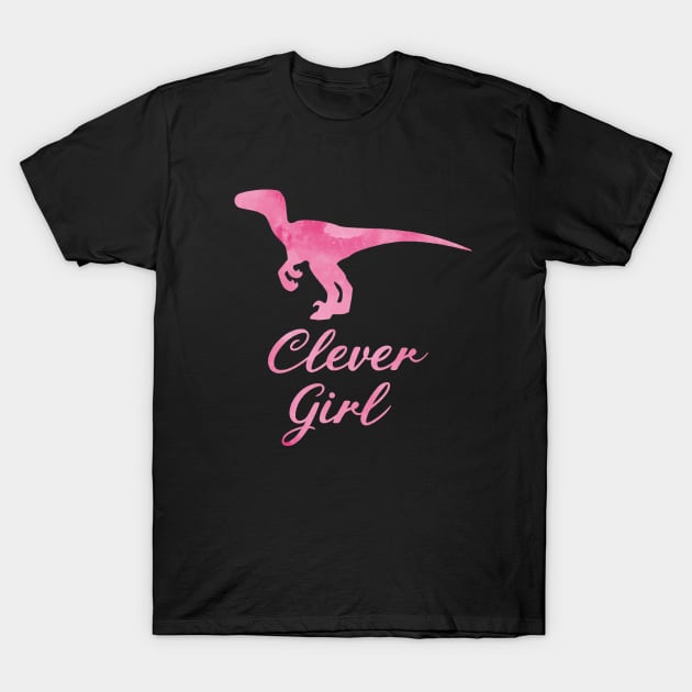 Clever Girl - Pink Dinosaur T-Shirt by TheJollyMarten